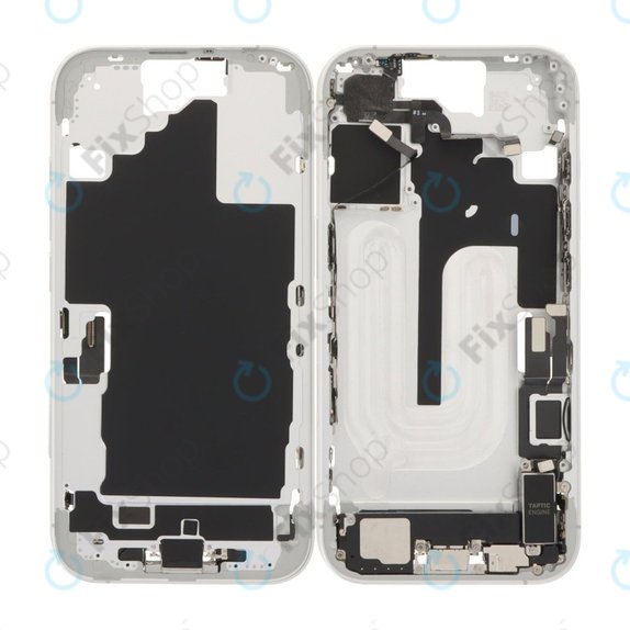 Telaio centrale con pulsanti di accensione, volume e fotocamera per iPhone 16, White