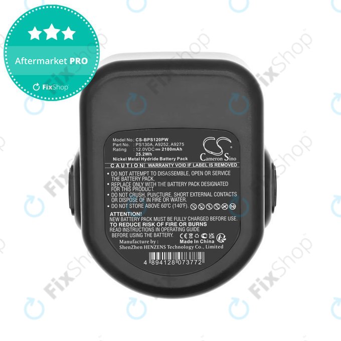 Batteria per Black & Decker Cd1202, PS130A, Ni-MH, 2100mAh, 12V, HQ