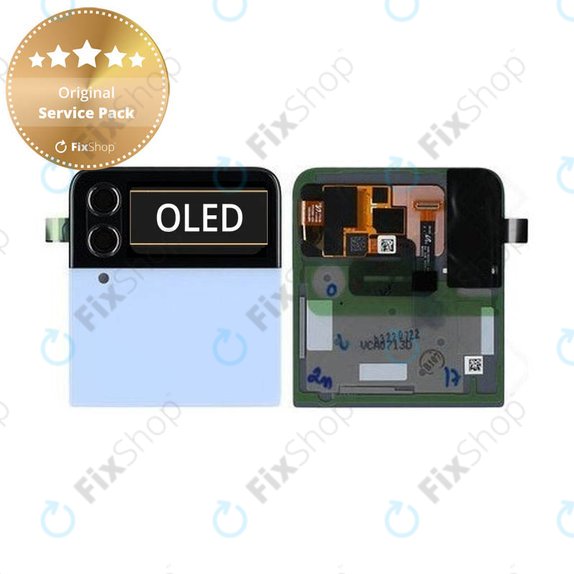 Schermo per Samsung Z Flip 4 F721B, Blue, Vetro touch con cornice, External, GH97-27947D, Genuine Service Pack