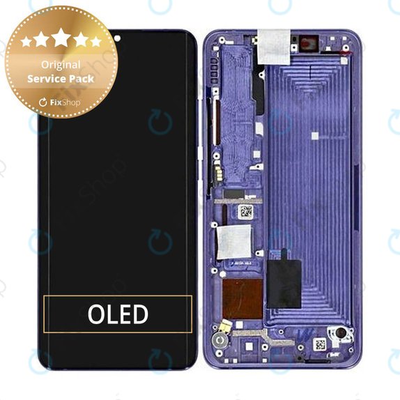 Schermo per Xiaomi Mi Note 10 Lite, Nebula Purple, Vetro touch con cornice, 5600020F4L00, Genuine Service Pack