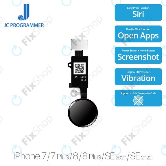 Tasto Home JCID 7ª Gen per iPhone 7, 7 Plus, 8, 8 Plus, SE (2020), SE (2022), Space Gray, Black