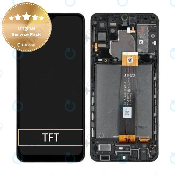 Schermo per Samsung A32 5G A326B, Awesome Black, Vetro touch con cornice, GH82-25121A, GH82-25122A, Genuine Service Pack