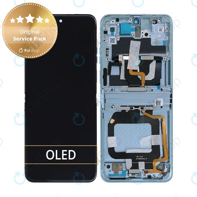 Schermo per Motorola Razr 40 Ultra, Glacier Blue, Vetro touch con cornice, 5D68C22597, Genuine Service Pack