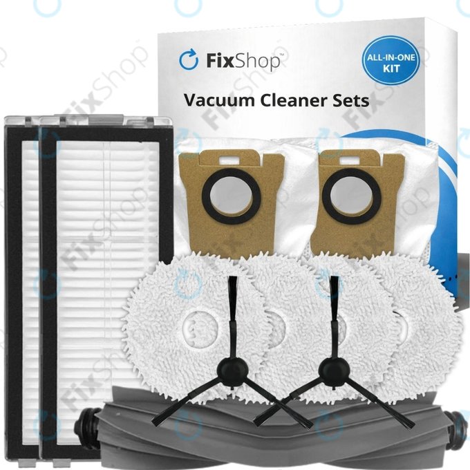 Set di ricambio per Xiaomi Dreame L20 Ultra, X20 Pro, X20 Plus (1x spazzola principale, 2x filtro, 2x spazzola laterale - Black, 4x panno lavapavimenti, 2x sacchetto raccoglipolvere)