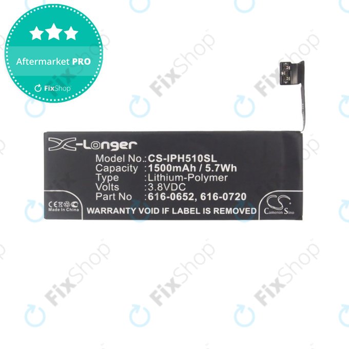 Batteria per iPhone 5S, 5C, 616-0652, 616-0720, 1500mAh, HQ