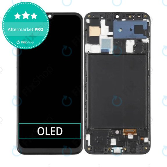 Schermo OLED per Samsung A50 A505F, Black, Vetro touch con cornice